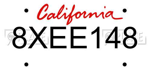 8XEE148 California License Plate