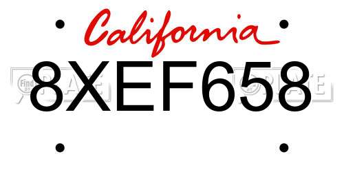 8XEF658 California License Plate