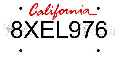 8XEL976 California License Plate