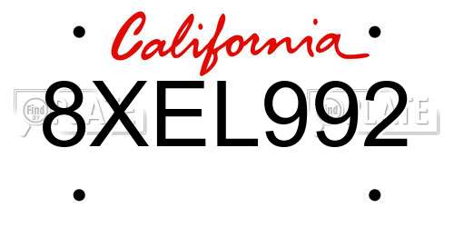 8XEL992 California License Plate