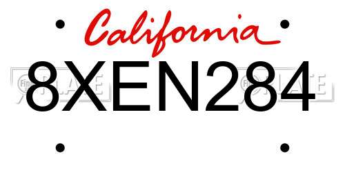8XEN284 California License Plate