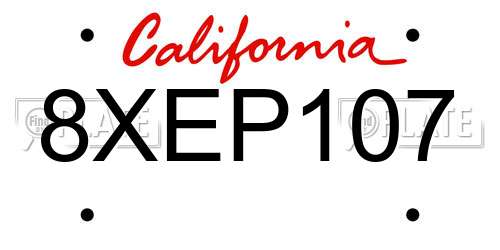 8XEP107 California License Plate
