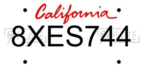 8XES744 California License Plate