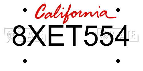 8XET554 California License Plate