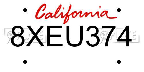 8XEU374 California License Plate