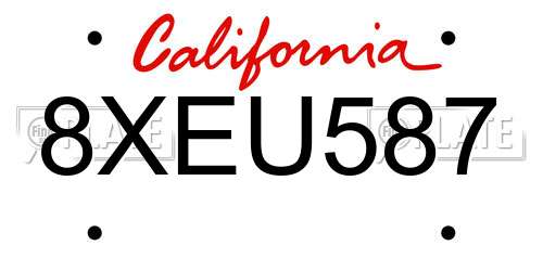 8XEU587 California License Plate