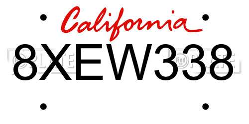 8XEW338 California License Plate