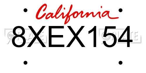 8XEX154 California License Plate