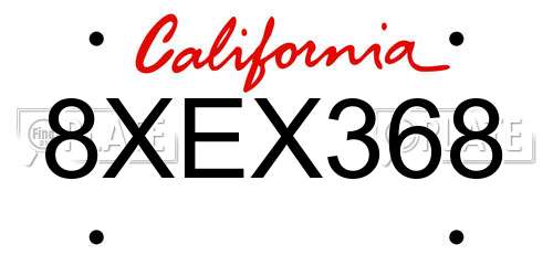 8XEX368 California License Plate