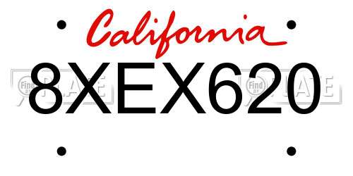 8XEX620 California License Plate