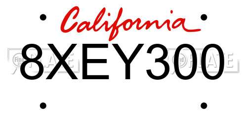 8XEY300 California License Plate