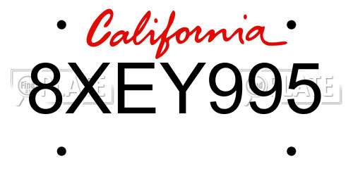8XEY995 California License Plate