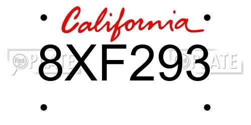 8XF293 California License Plate