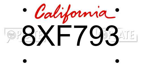 8XF793 California License Plate