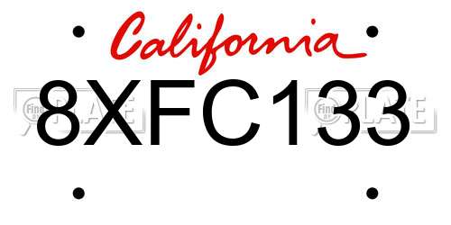 8XFC133 California License Plate