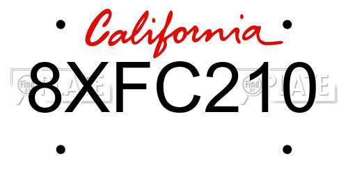 8XFC210 California License Plate