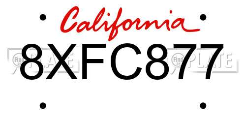 8XFC877 California License Plate