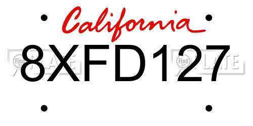 8XFD127 California License Plate