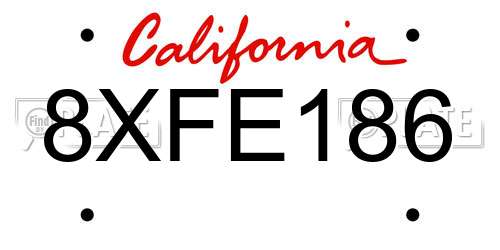 8XFE186 California License Plate