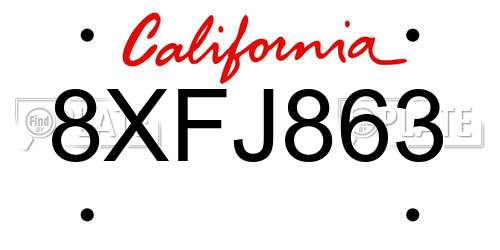 8XFJ863 California License Plate