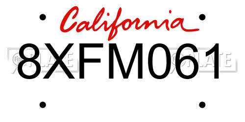 8XFM061 California License Plate