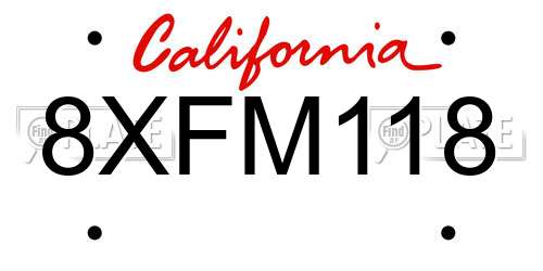 8XFM118 California License Plate