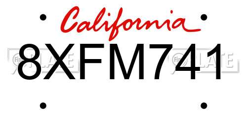 8XFM741 California License Plate