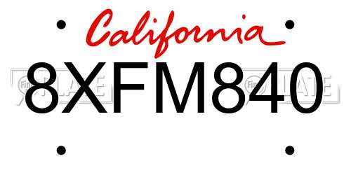 8XFM840 California License Plate