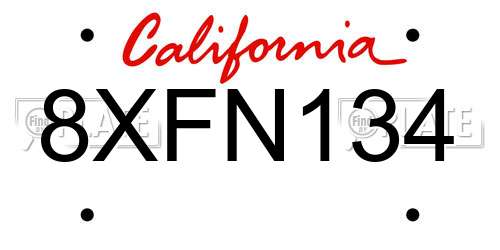 8XFN134 California License Plate