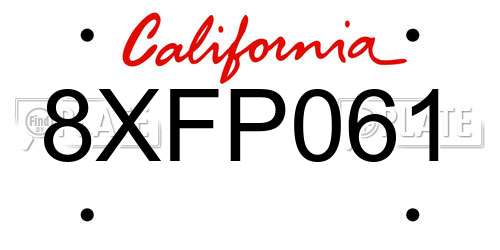 8XFP061 California License Plate