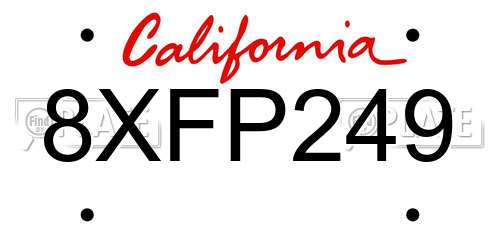 8XFP249 California License Plate