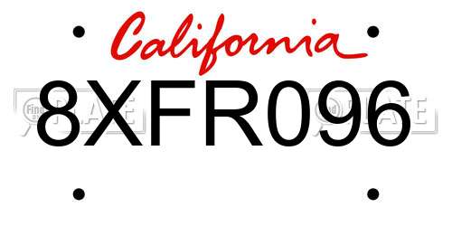 8XFR096 California License Plate