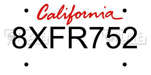 8XFR752 California License Plate