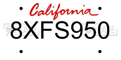 8XFS950 California License Plate