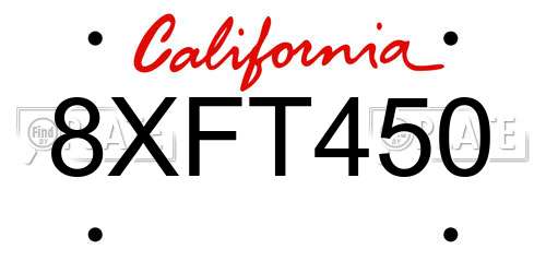 8XFT450 California License Plate