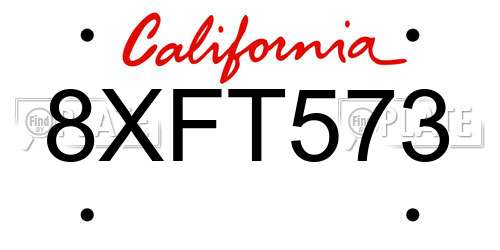 8XFT573 California License Plate