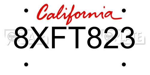8XFT823 California License Plate