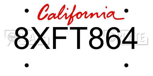 8XFT864 California License Plate