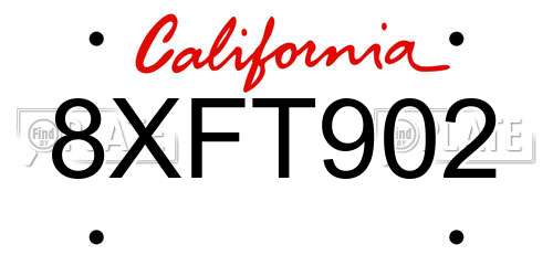 8XFT902 California License Plate
