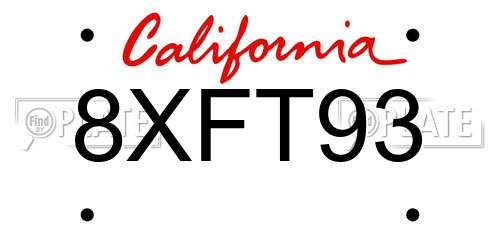 8XFT93 California License Plate