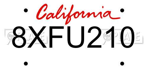 8XFU210 California License Plate