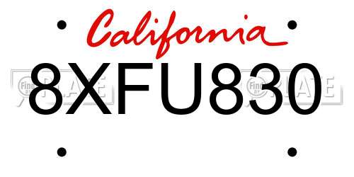 8XFU830 California License Plate