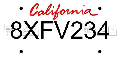 8XFV234 California License Plate