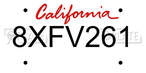 8XFV261 California License Plate