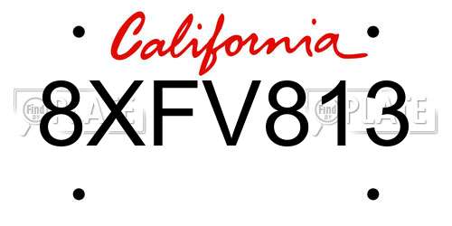 8XFV813 California License Plate