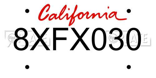 8XFX030 California License Plate