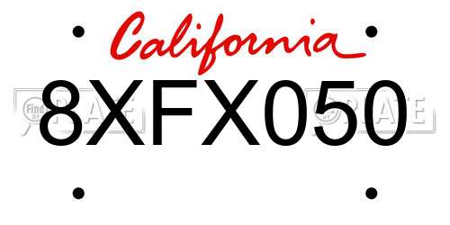 8XFX050 California License Plate