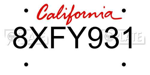 8XFY931 California License Plate