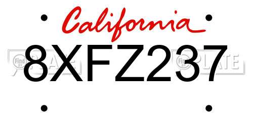 8XFZ237 California License Plate