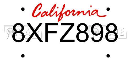 8XFZ898 California License Plate